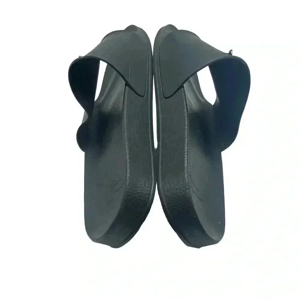 Giuseppe Zanotti Brett black leather Slide Sandal With gold Logo size 42